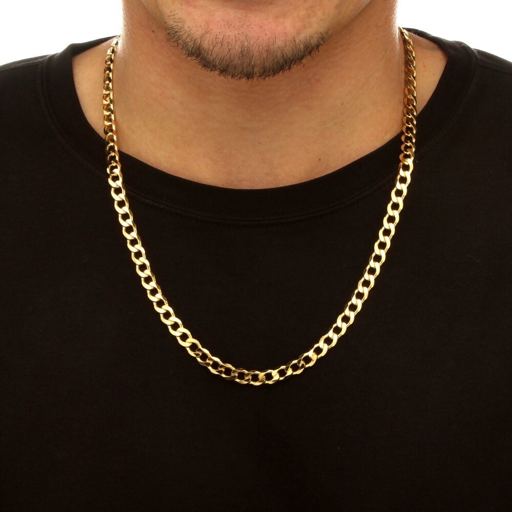18K Gold Plated Cuban Curb Link Chain 6mm 24”